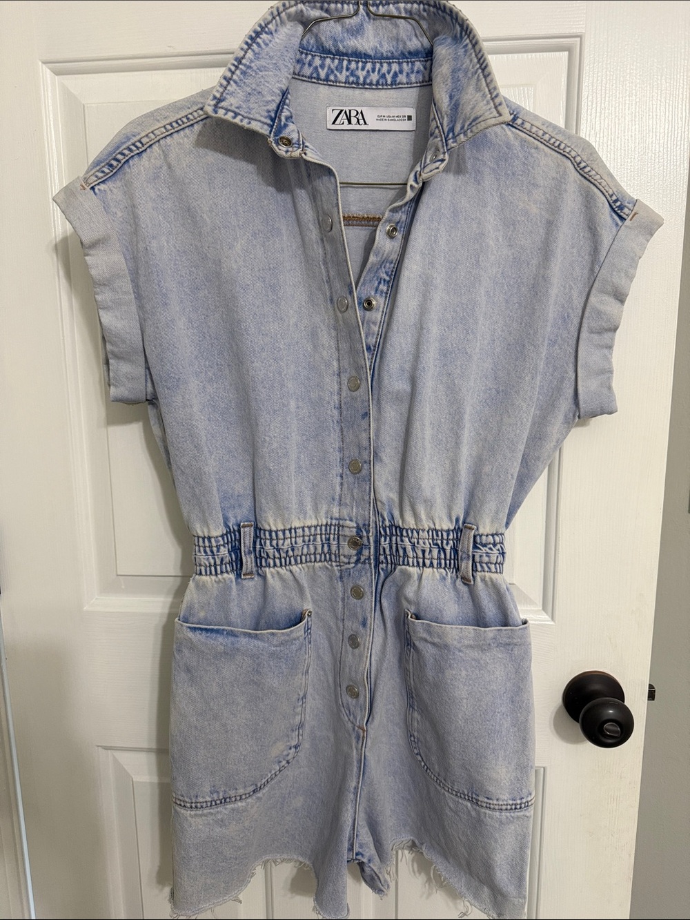 Zara Light Acid-Wash Denim Romper